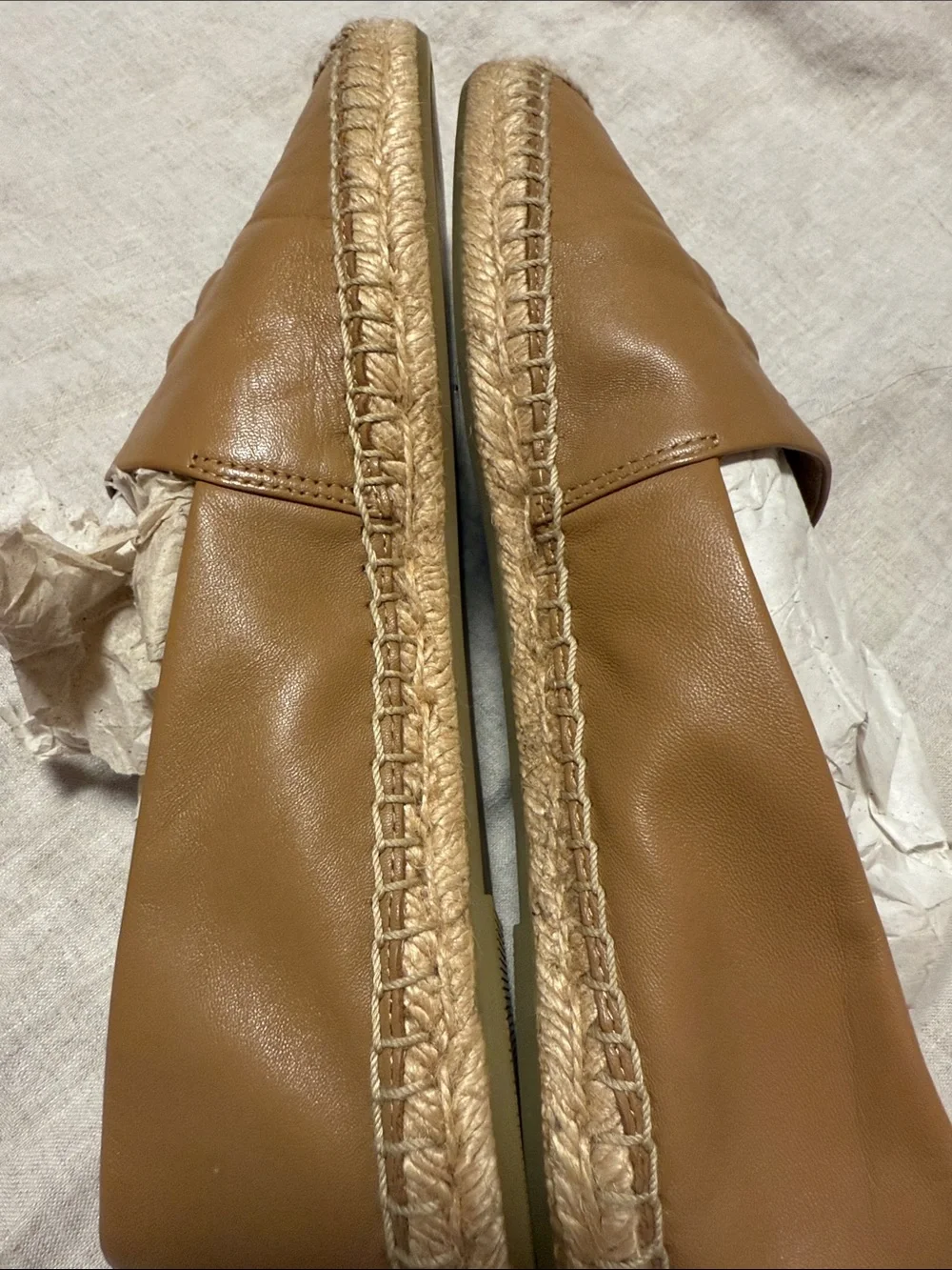 Tory Burch Caramel Leather Espadrille Slip-Ons